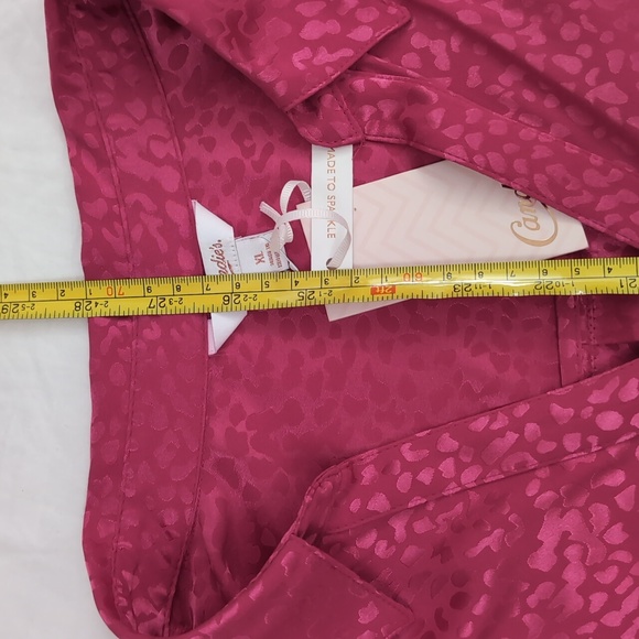 NWT CANDIES Hot Pink Animal print Button-up shirt with roll sleeves Sz XL - Picture 7 of 8